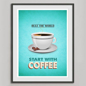 Retro Coffee Poster A3, Kitchen Art, Typography Coffee Quote Vintage ...
