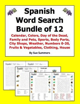 ... Spanish vocabulary.Spanish Learning, Spanish Calendar, Puzzles Bundle