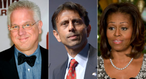From left: Glenn Beck, Bobby Jindal and Michelle Obama are pictured in ...
