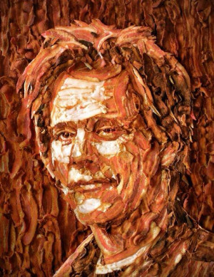 Kevin Bacon made from bacon funny art