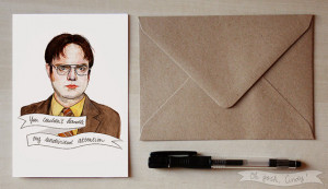 Dwight Schrute greeting card watercolor The Office Valentine's Day