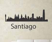 Slap-Art™Santiago Chile city skylin e Vinyl Wall Art Decal Sticker ...