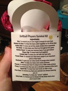 Softball survival kit. I gave these out to teammates after the season ...