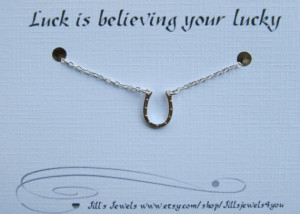 Tiny Horse Shoe Necklace and Friendship Quote Inspirational Card ...