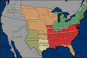 Map depicting the impact of the Missouri Compromise on American land