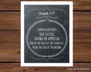 Chalkboard Framed Bible Verse Print Isaiah 1:17 