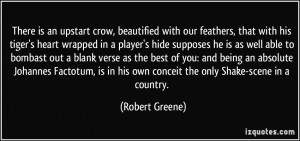 crow, beautified with our feathers, that with his tiger's heart ...