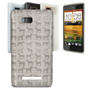 ... Horses-Pattern-on-Grey-Phone-Hard-Shell-Case-for-HTC-One-M7-Mini-Desir