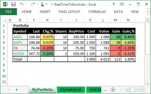 Tracking Stock Portfolio in Excel