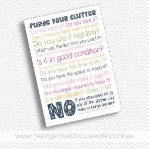 The Organised Housewife} Purge your clutter print