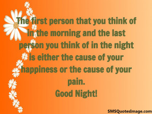 The first person that you think | Good Night | SMS Quotes Image