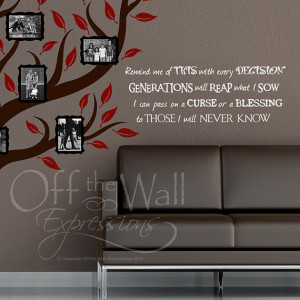 Generations Family Quote vinyl wall words decal two sizes available