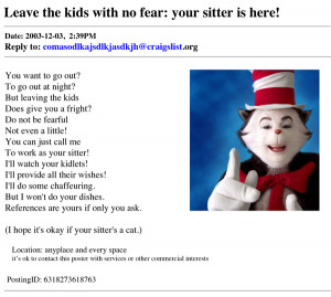 Originally posted Dec. 7, 2011. Craigslist ads, in order: 'Adventures ...