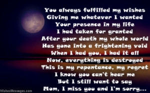 Missing you poem for mother after death and loss