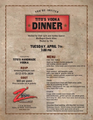 Tito’s Vodka Dinner & Titos’s Speech