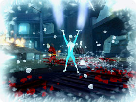 Fightin’ in a Winter Wonderland. Frozone unleashes his cool powers.