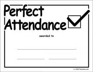 This Perfect Attendance award is 8.5 x 11 inches. Three lines allow ...