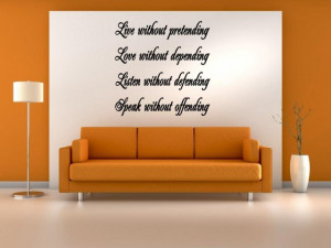 JC Design 'Live without pretending, Love without depending...' Large ...