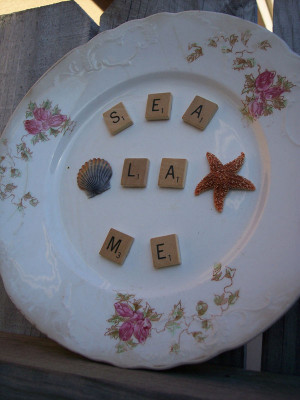 ... and Vintage Scrabble Pieces Mimic Quote Say La Vie for Sea La ME