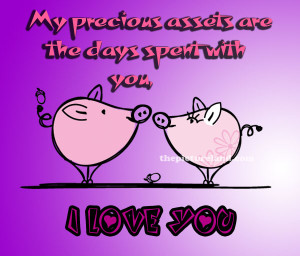 Love You Sayings With Picture Of Cute Pig Kissing