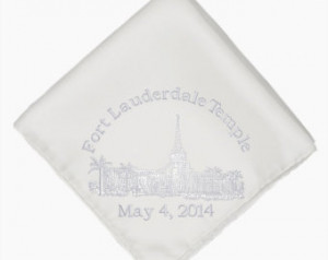 LDS Temple Dedication Embroidered S traight-Edge Handkerchief ...