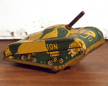 Vintage Military Patton Tank Tin Li tho Friction Toy Made in Japan ...