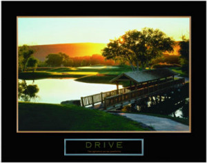 Drive Golf Course at Sunrise Motivational Poster Print - 28x22