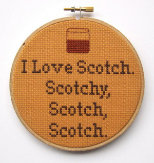Love Scotch - Anchorman Cross Stitch Funny Quote