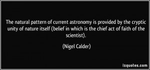 The natural pattern of current astronomy is provided by the cryptic ...