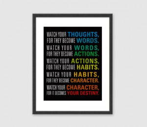 Watch+Your+Thoughts+Inspirational+quote+print+by+DisdainTheMundane,+$ ...