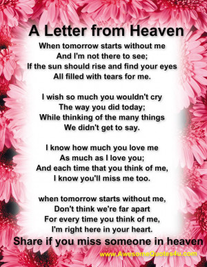 Dad In Heaven Quotes A letter from heaven,