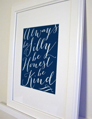 Quote Art Print | Navy Blue | Digital File Download | Always Be Silly ...