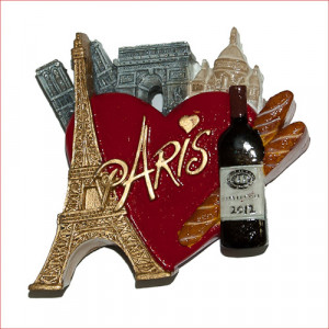 Resin Fridge Magnet: France. Heart and Main Paris Attractions - 2