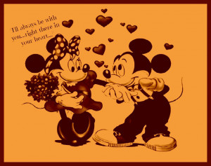 Mickey & minnie hearts disney quote cartoon:Vintage