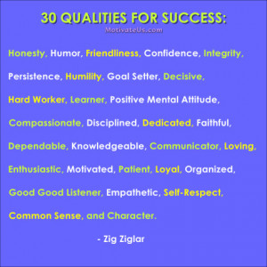 of billboard style with the quote: 30 Qualities for Success: Honesty ...