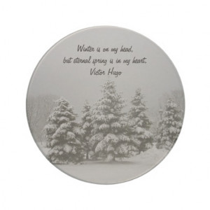 Winter Scene-Snowy Trees with Quote Coasters