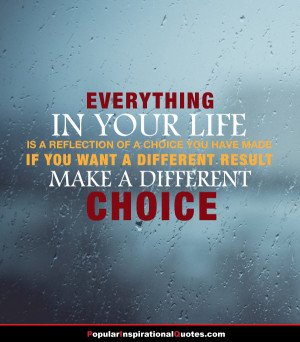 Everything in your life is a reflection of a choice you have made. If ...