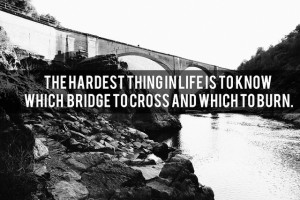 the hardest thing in life is to know which bridge to cross and which ...