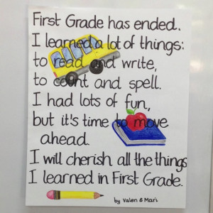 End of the school year. First Grade poem