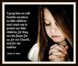 Child praying and quote about prayer from Dallin H. Oaks