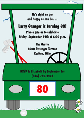 Golf Cart 80th Birthday Party Invitations
