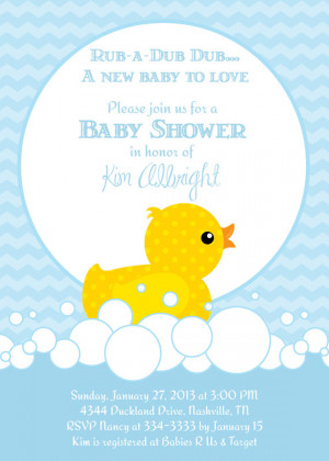 Cute Rubber Ducky Baby Shower Invitation