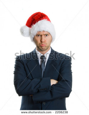pouting man in blue suit on white background - stock photo