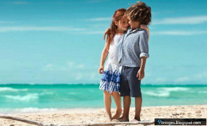 Little, couple, kids, hug, cute, beach