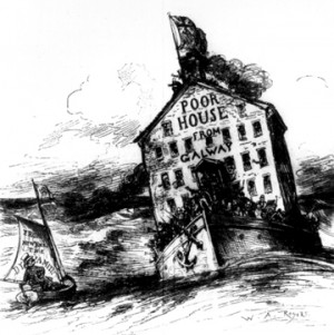 Cartoon from 1850 -- Irish Immigrants Coming to America: Oh No!