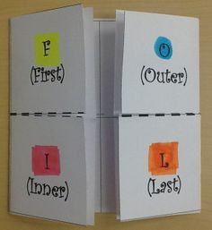FOIL Foldable for Multiplying Binomials (OUTSIDE cover) More