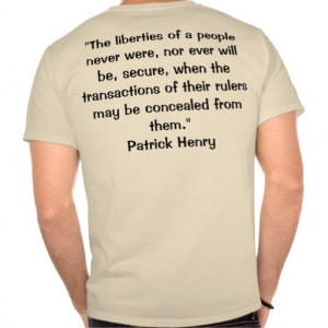 Patrick Henry Quote on back of T-Shirt