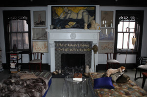 ... fireplace with the quote ‘life is always interrupted by events