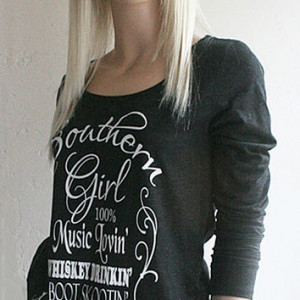 Jack Daniels style Southern Girl Long Sleeve Heather Black T-Shirt ...