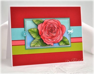 ... Blocks Airbrushed Rose card with mini tutorial by Debbie Olson